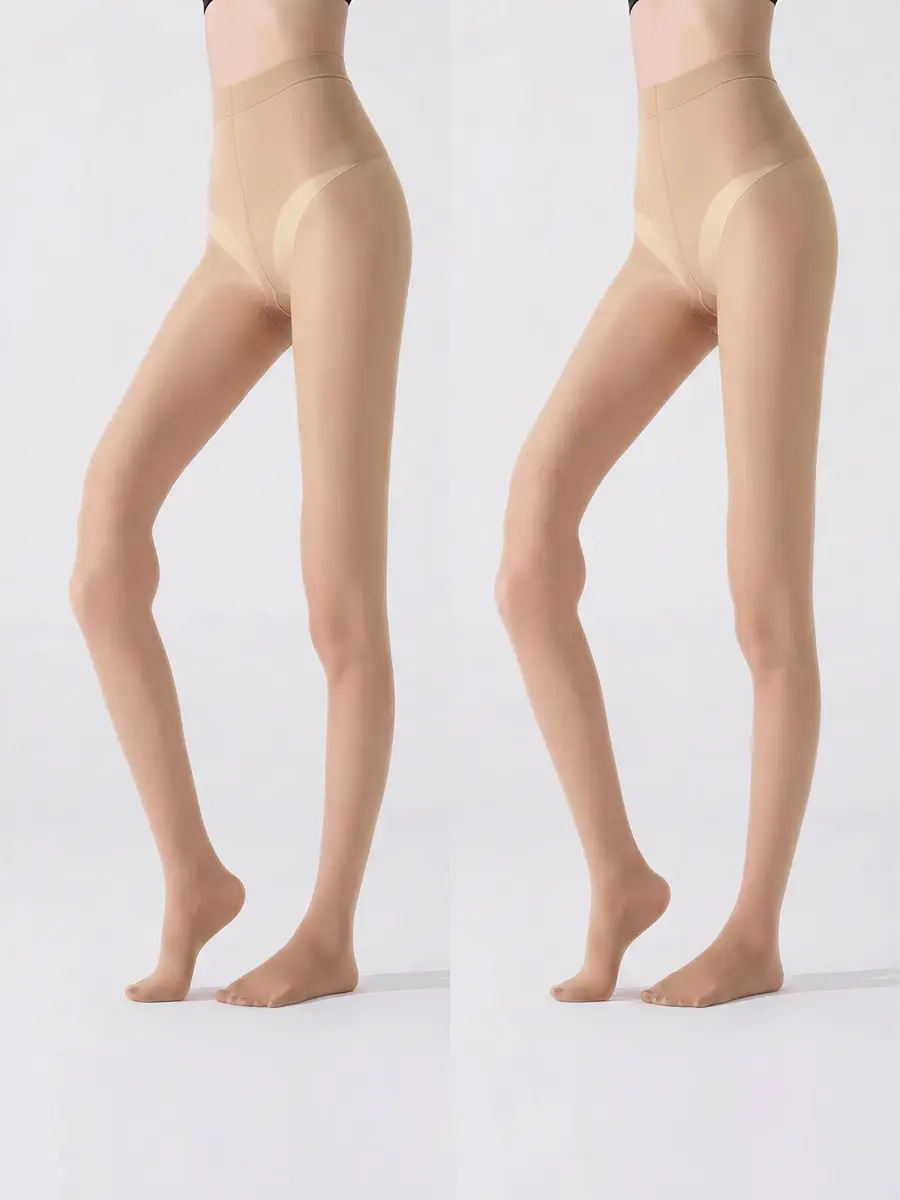 LASETA 2 Pairs Women's 20D Ultra Sheer Silky Pantyhose Run Resistant Summer Tights Anti-Roll High Waist Bikini Control Top Stockings