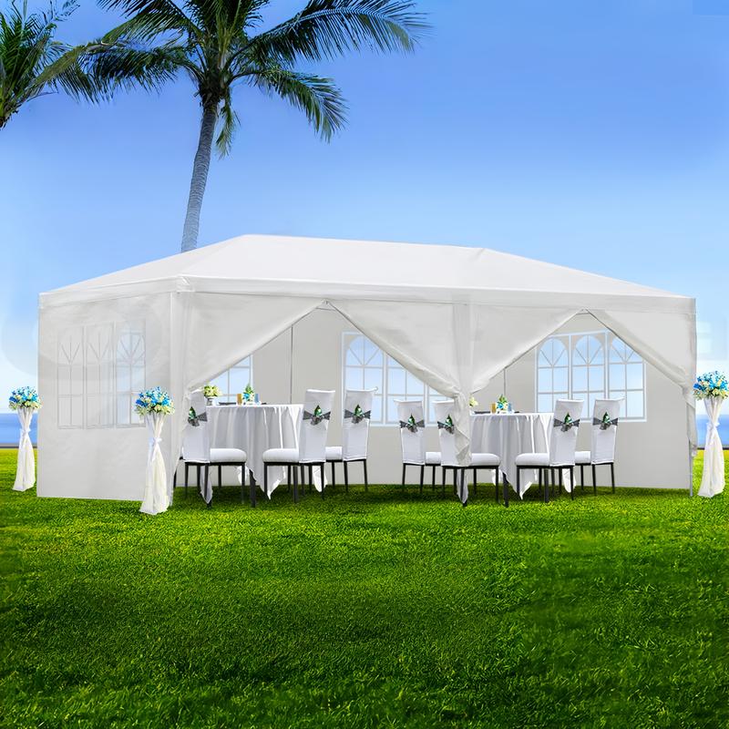 10x20 FT Wedding Party Tent with 6 Removable Sidewalls, Full Enclosure Outdoor Canopy Gazebo for Ceremony, Reception & Large Events