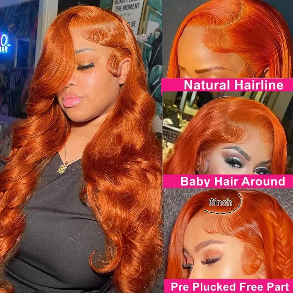 Daules 220% Density 13*6 Ginger Body Wave Lace Front Wig Transparent Lace For Black Women TikTok Viral