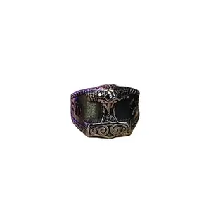 The Armored Kingdom Silver Thunderstrike Hammer of Mjolnir Ring-Thor’s Hammer Design-Stainless Steel Non Tarnish Jewelry