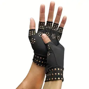 Half Finger Compression Gloves, Breathable Elastic Hand Support with Precision Nodes Arthritis Gloves , Comfortable Fingerless Gloves for Daily Work and Activities