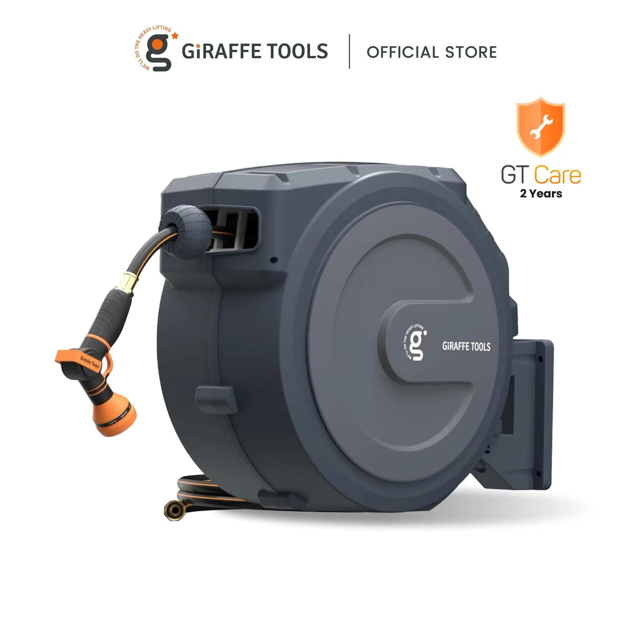 Father's Day Gift | Giraffe Tools 78ft-130ft 330LB Metal Bracket Retractable Garden 5/8in 1/2in Hose Reels for Outside, Wall Mounted Water Hose Reel with 180° Swivel, Any Length Lock, 9 Pattern Hose Nozzle, 2 years warranty, Stock up sale, summervibes