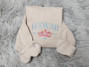 Embroidered Hawaii Aloha Sweatshirt, Hawaii Embroidered Sweater, Embroidered Hawaii Crewneck Sweatshirt, Embroidered Hawaii Aloha T-Shirt, Cute Hawaii Hibiscus Tee Shirt, Embroidered Hibiscus Hawaii T-Shirt, Hawaii State Embroidered Shirt