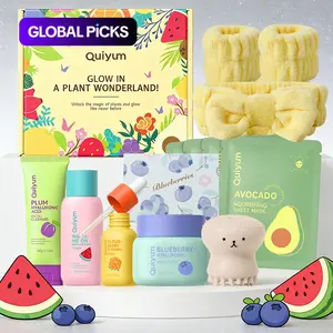 Quiyum Fruit Skincare Gift Set, Includes Facial Cleanser, Toner, Eye Cream,Serum, Cream, Eye Mask,Octopus Brush,Bandeau,Cards, Gift boxes, Best Gift #GLOBAL PICKS