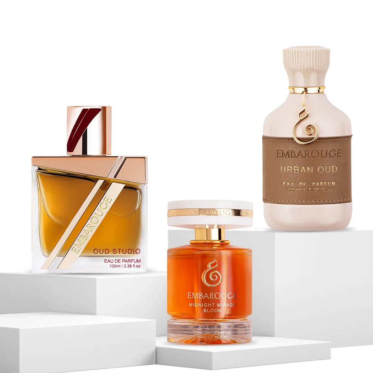 Oud After Hours by Embarouge | Perfume Combo Gift Set | 3×100 ml (3.4 Fl.oz.x3) | Urban Oud, Oud Studio & Midnight Mirage | Long Lasting Eau De Parfum | Vegan & Cruelty Free
