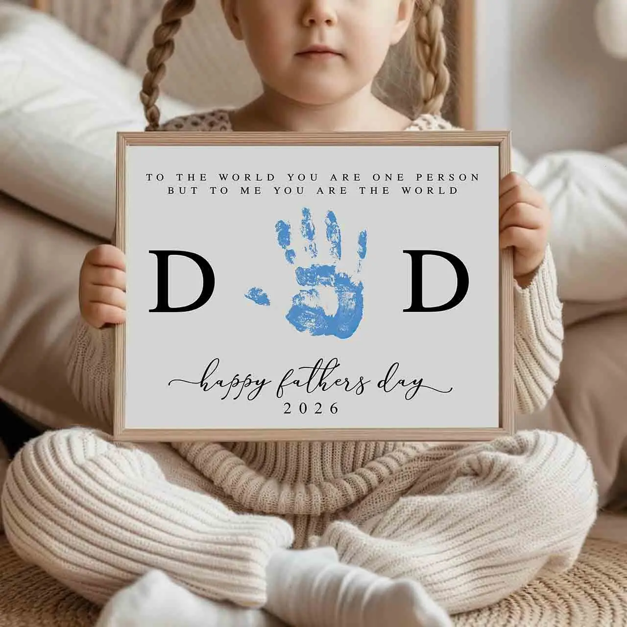 Father's Day Handprint Printable, Gift for Dad, Father's Day Poster [UNFRAMED - HANDPRINT & PAINT NOT INCLUDED]