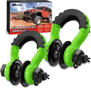 Nilight 2-Pack 3/4” D-Ring Shackle & Pulley Combo – 4.75T Off-Road Recovery Hardware Kit for Winch Lines, Static Ropes & Vehicle Towing Steel Wire Braided Quick Connect Couplers