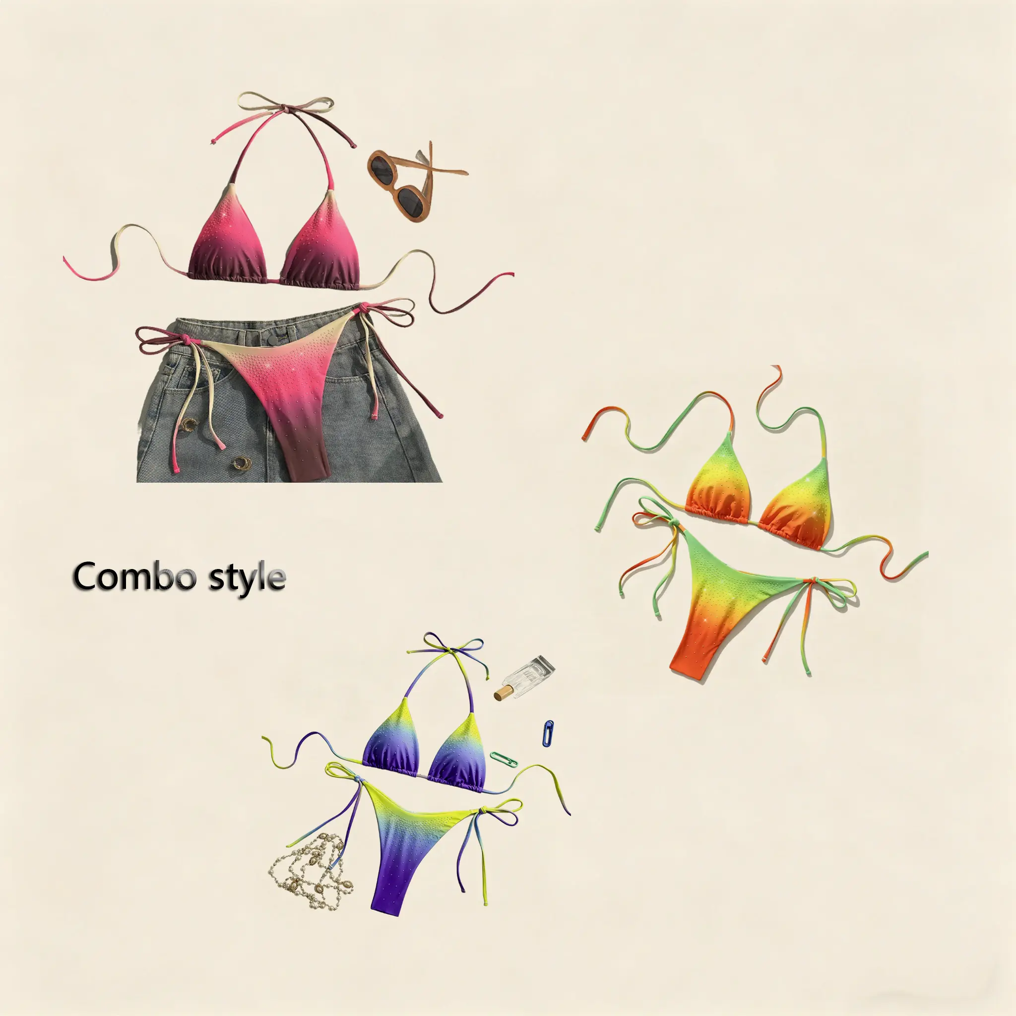 Combo style（Orange-green Yellow and Blue Rose Red）