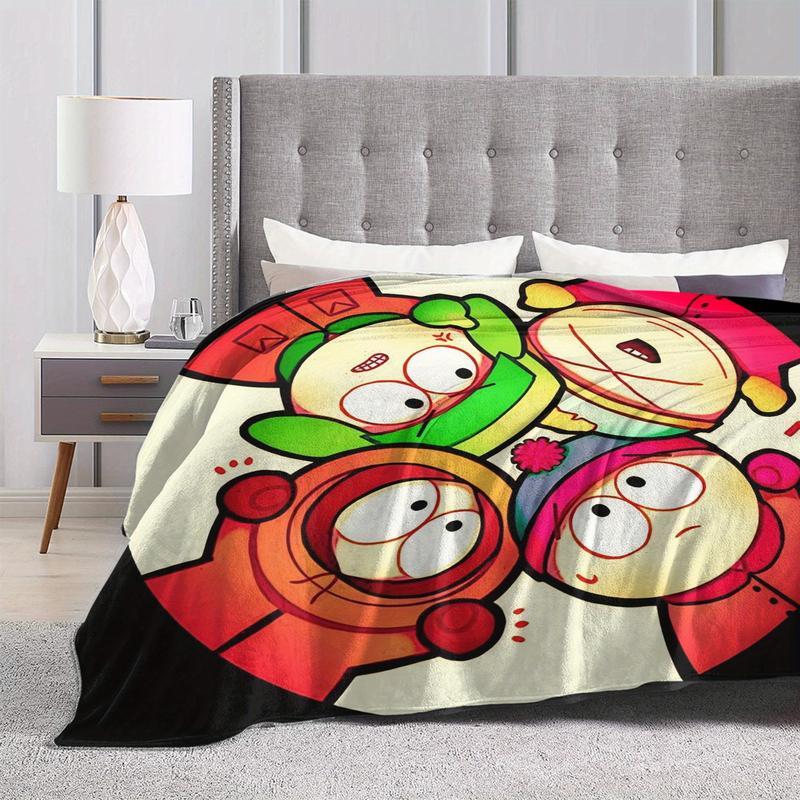 South Park 2 Theme Soft Flannel Blanket - Vibrant Cartoon Character Design, Essential for Home, Office, and Travel, Perfect Christmas Birthday Gift soft flannel sofa