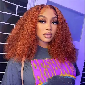 Tuneful 20 inch Ginger 6x5 Wear Go Glueless Afro Kinky Curly BOB Wig Human Hair 99j Pre Plucked Lace Front Human Hair Colored Wigs P4/27 Highlight Bob Wig for Black Women
