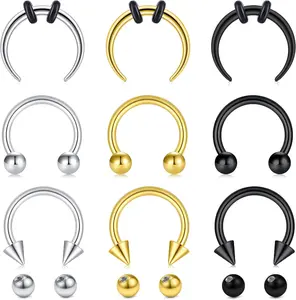 Septum Rings Septum Jewelry 16G Septum Ring Septum Piercing Horseshoe Earring Hoop Lip Ring Silver Black Gold