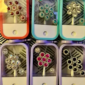 Refillable Travel Sprayer Hygiene in Style - Bottles Organizer with Colorful Flower Design and Rhinestones with silicone case included