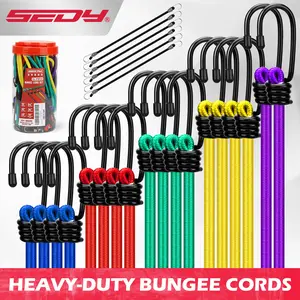 24-Piece Premium Bungee Cords Heavy Duty Outdoor, Bungee Cords with Hooks in a Storage Jar Includes 10", 18", 24", 30", 36", 48" Bungie Cord Bundle Assortment for Camping, Tent, Fastening Items