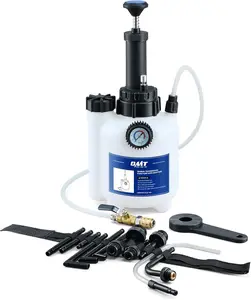 OMT Transmission Fluid Pump 2 Way Manual ATF Refill System Dispenser, Oil and Liquid Extractor 3L Capacity,Automatic Transmission Fluid Pump Tool Set with Pressure Gauge & 12 Pieces ATF Filler Adapters, Automotive Fluids Vacuum Evacuation