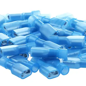 UL Listed Blue Female Spade Connector 16-14 AWG, 100 Pcs Nylon Electrical Crimps Terminal Connectors for Speaker Auto Stereo Wiring Connect Quick Disconnect Crimp Terminals for 16,14 Gauge Wire