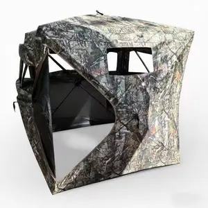 270° Perspective Pop-Up Hunting Blind, 2-3 Person Portable Ground Blind with Carry Bag, Waterproof Elastic Hunting Tent for Hunting Shooting – Forest Faded Camo