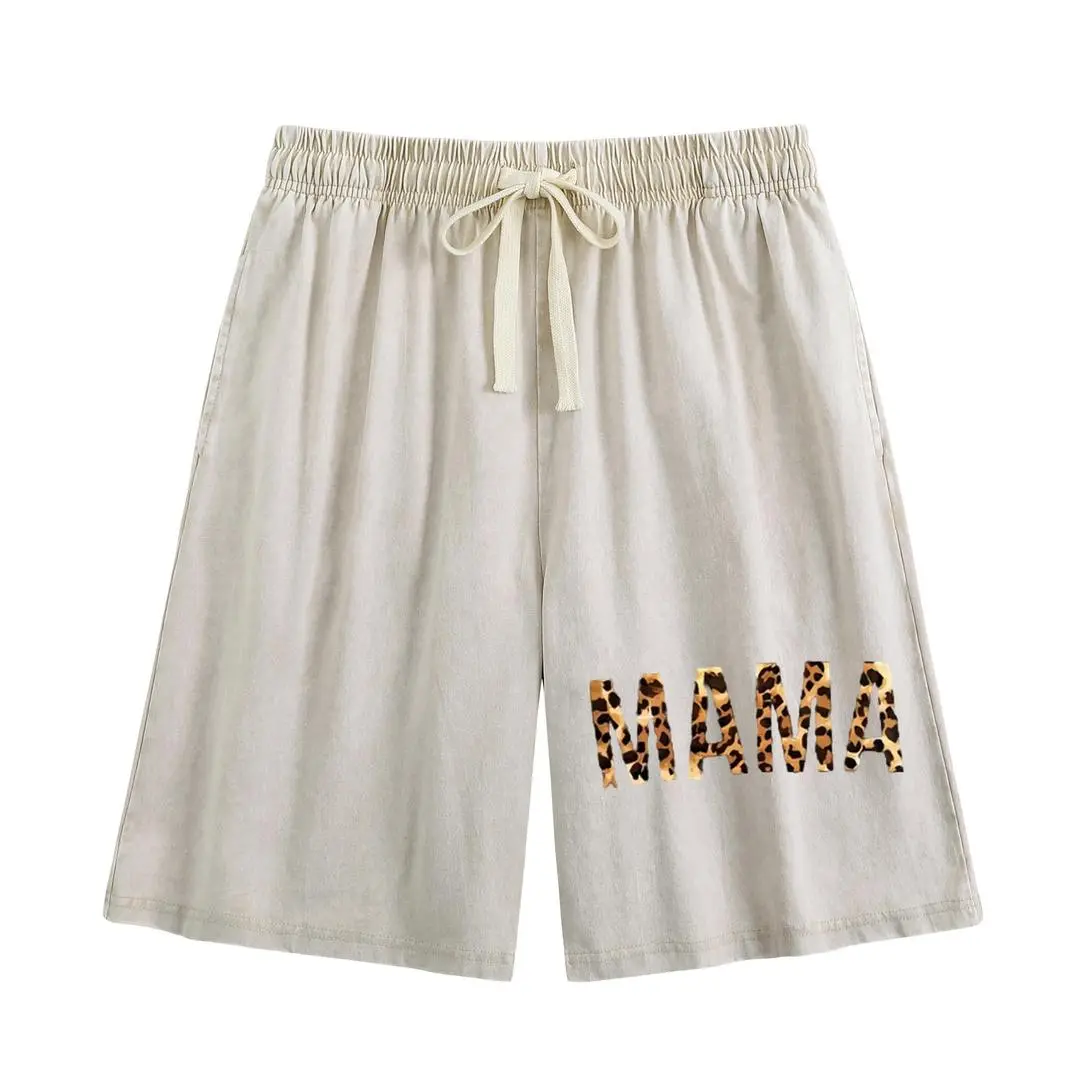 Women's Graphic Sweat Shorts - Vintage Distressed Acid Wash Cotton, Casual Baggy Fit with Pockets, Hoodie-Matching Beach & Street Style Prints for Daily Wear, Lightweight, Basic, Comfortable, Drawstring
