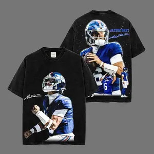 Big Blue Outfit The Dart Knight Jaxson Dart 6 Heavyweight Acid Washed 100% Cotton T-Shirt, Giants Big Blue Shirt, Game Day Outfit, Football Graphic Tee