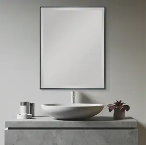 Beveled Modern Rectangular Wall Mirror 23x29 Black with Elegant Design and High-Quality Finish