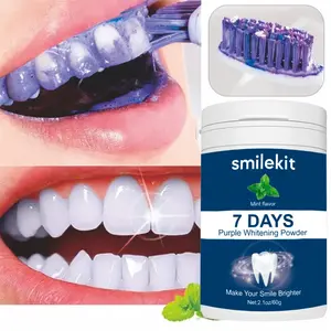 1-PACK Purple Whitening Tooth Powder, Deep Cleaning Oral Freshness, Teeth Whitening, Teeth Brightener, Portable Home Travel Use, 60g, 7 Days Whitening