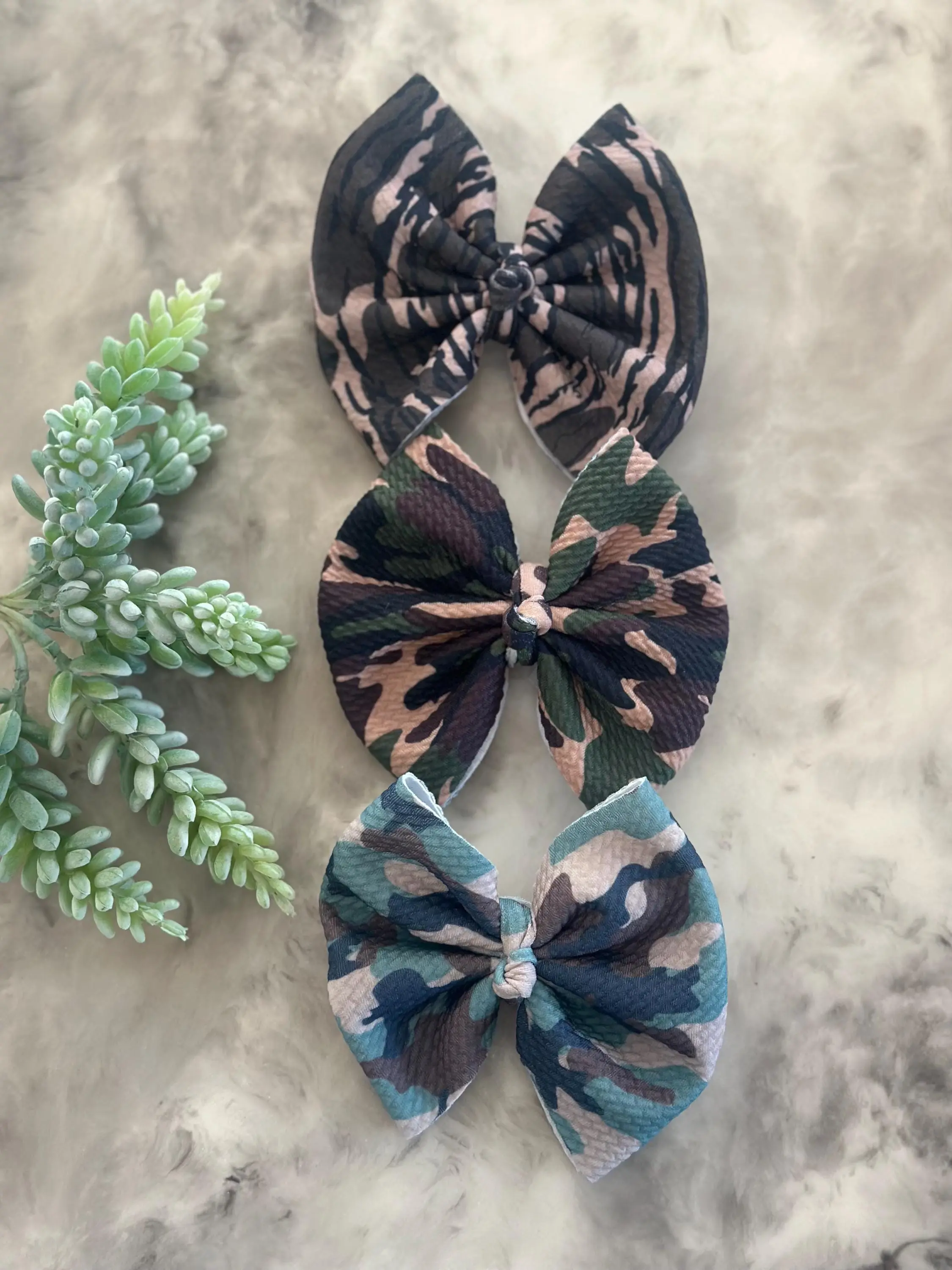 5” Camo Bow Clip, Baby & Toddler Hair Bow, Neutral Classic and Brushstroke Camo Options, Handmade Boutique Bow