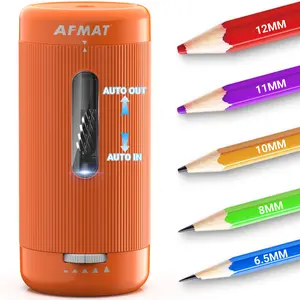 AFMAT Fully Automatic Electric Pencil Sharpener - Rechargeable, Hands-Free, Auto Feed/Eject for No.2, Jumbo & 6.5-12mm Colored Pencils - 5 Adjustable Sharpness Settings - Ideal for Teachers, Artists - Stationery Office Supplies, Writing Stationery