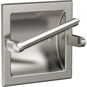 Contemporary Hotel Style Brushed Nickel Recessed In-wall Pivoting Toilet Paper Holder, Suitable for Regular Roll Toilet Tissue