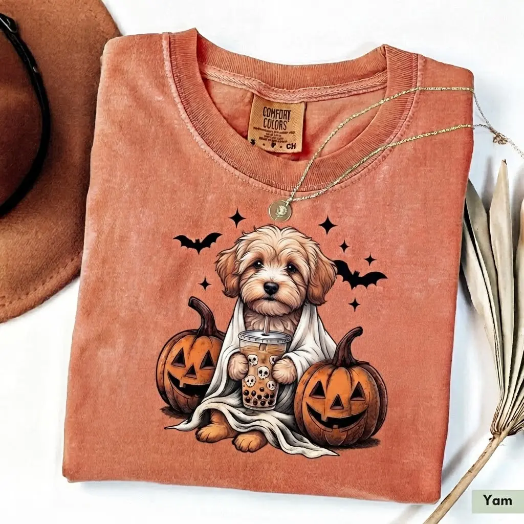 Comfort Colors Havanese Fall Apparel, Cute Puppy Halloween Graphic Shirt