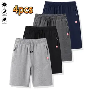 3-4-Piece Men's Casual Breathable Summer Sports Shorts with Pullstring and Zipper for Beach Outdoor Activities Cycling Daily Wear