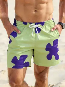 Men's Summer Beach Shorts, Casual Striped Swim Trunks, Fitted Elastic Waist Sleepwear, Trendy Floral Pants, Comfortable Loungewear