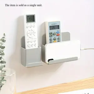 1pc Punch Free TV Air Conditioner Remote Control Shelf, Remote Organizer, Wall Storage Box, Stand, Mobile Phone Wall Mount