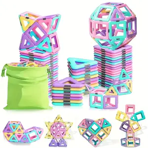 Large Macaron Magnetic Building Blocks Toy, Designer Construction Kit, Educational Toy, Birthday Gift, Random Color, Magnetic Building Tiles