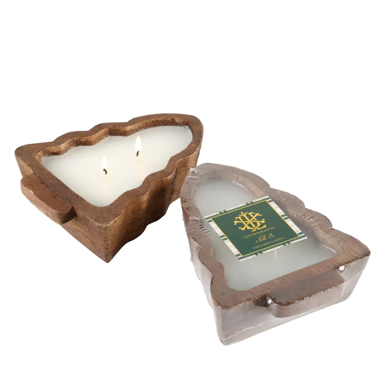 Noble Fir-Fall 2 Wick Tree Wood Bowl Candle - Small