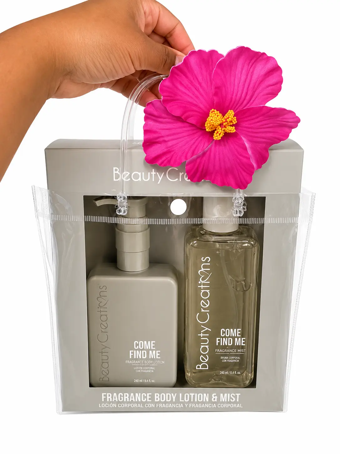 kit de belleza en bolsa trasparente con accesorios