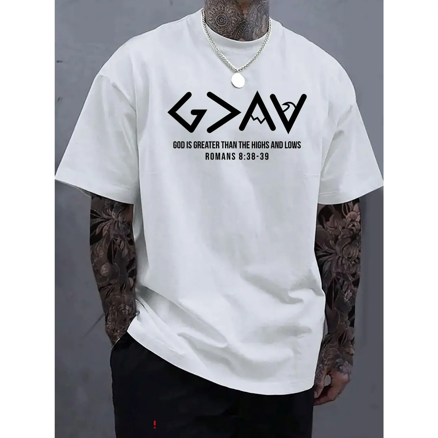 GOD IS GREATER THAN THE HIGHS AND LOWS T-shirt, Creative Graphic Print T-shirt, 100% Cotton T-shirt, Men'S casual top