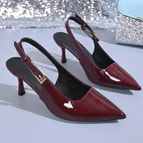 Elegant Kitten Heel Sandals, Women, PU Leather, Medium Width, Spring & Fall, Plain Style, Comfortable and Versatile, Perfect for Evening Outings