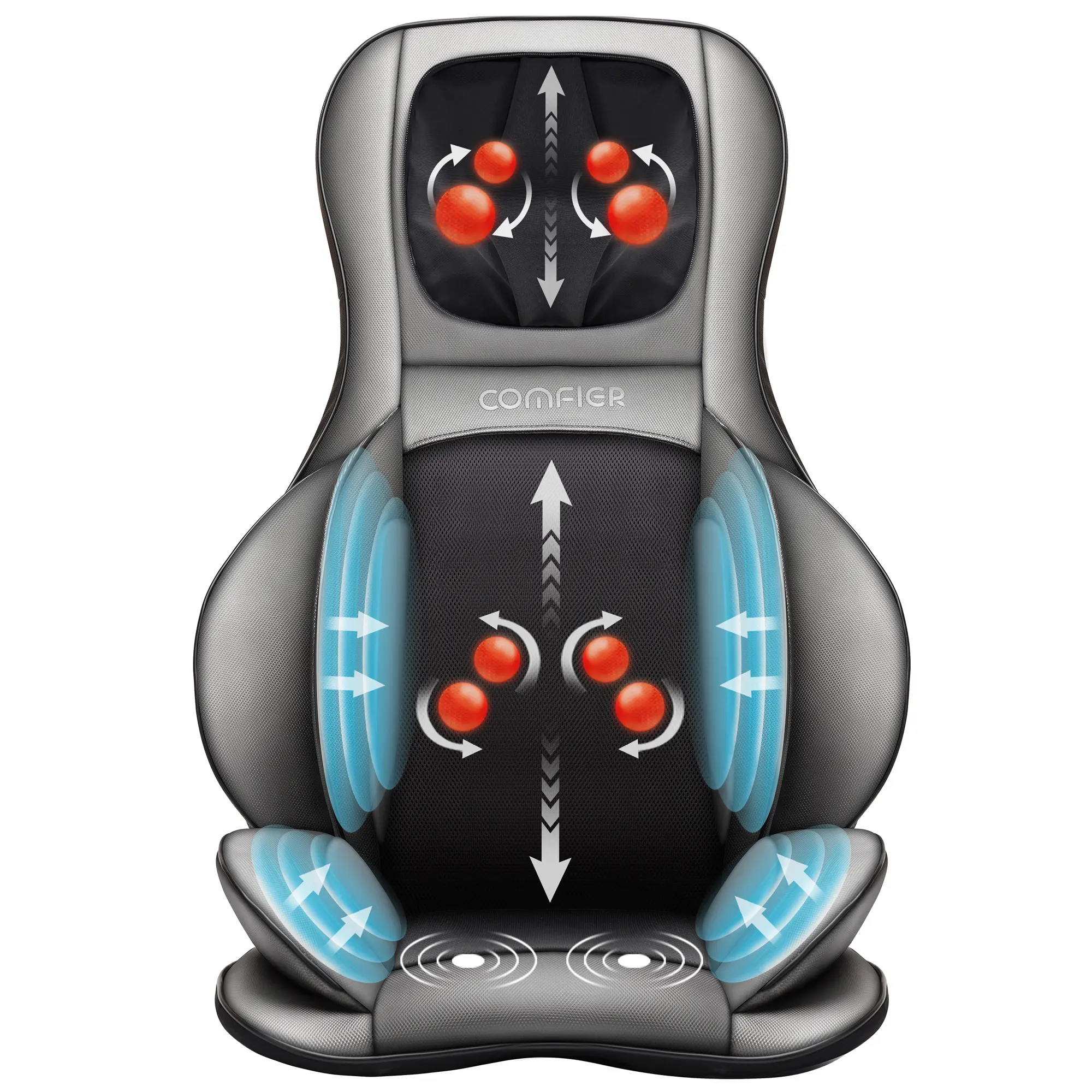 COMFIER Neck Back Massager with Heat, Shiatsu Massage Chair Pad with 2D/3D Kneading & Compression Chair Massager, Full Body Massager for Neck and Back,Shoulder,Thighs,Gifts for Mom,Dad