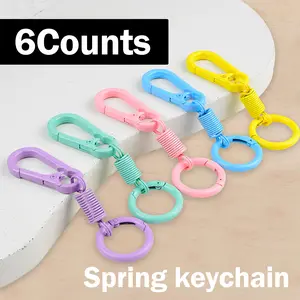 6 Counts Quick Release Metal Keychain Clip, Colored Keychain with O Rings for Women Men, Diy Craft Keyring Organizer Dog Tag Clip Car Keychain, Random Color
