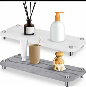 Instant Fast Drying Diatomaceous Stone with Elevated Design Sink Tray 2 Pcs Set