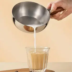 Stainless Steel Pot with Heat-Resistant Wooden Handle, Non-Slip Base, Even Heating, Ideal for Dorms, Offices, Rvs, Small Kitchens, Durable Cookware, Cooking Pots