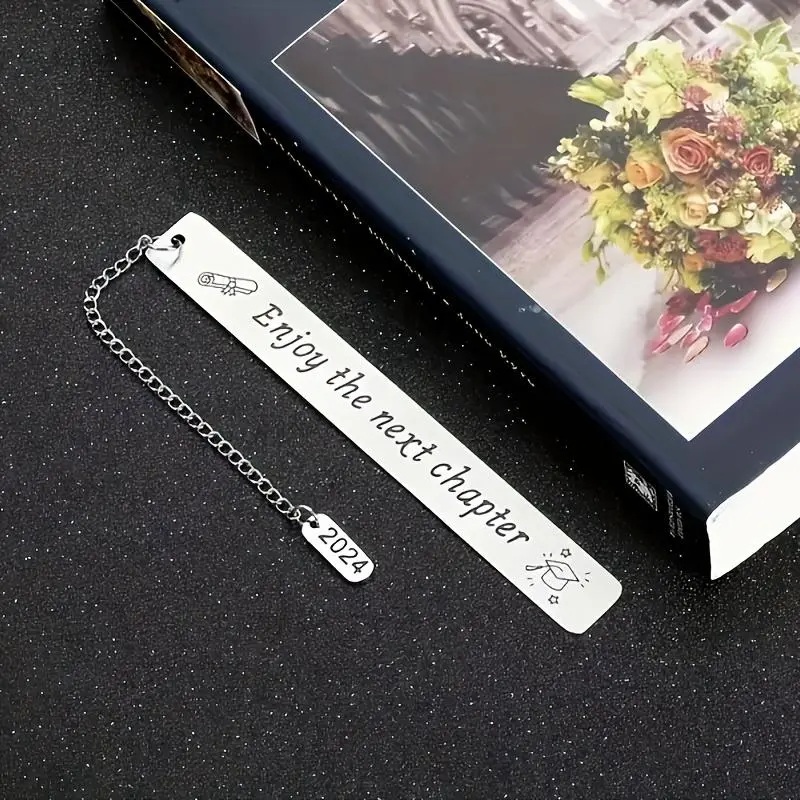 Stainless Steel Bookmark with Chain, Durable Long Design Bookmark, Creative Gift for Students, Office Stationery & Supplies