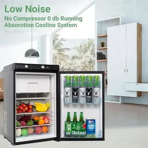 Smad 100L 3.5 cuft 3 Way Gas frigerator with Freezer Camping Motorhome RV Black