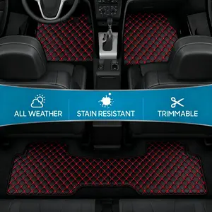 Handmade Waterproof Leather Car Floor mats, car interior accessory, suitable for sedans, trucks, SUVs, 3-piece all-weather car floor mats, featuring a universal fit design, durable car floor mats with non-slip grooves