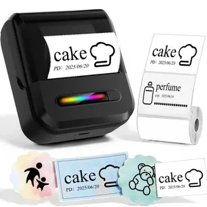 Portable Thermal, Label Maker Machine Includes a Roll of 40*20mm White Labels, Compatible with Android & iOS, for Small Business, Office, Home, Kitchen, School, Wireless Label Printer