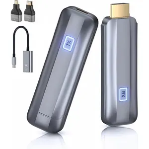 HDMI Transmitter and Receiver 4K,   HDMI Extender Sender Kit 2.4G/5G for Streaming Video Audio to  for TV Box/PC/Laptop/HDTV/Projector Camera Portable Gray