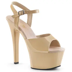 Women's 6-Inch Heeled Platform Footwear, ASPIRE-609 High Heels, Cream Color