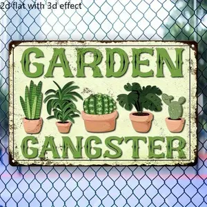 Aluminum Vintage Style Gang Sign Wall Art for Garden Yard Patio Rustic Farmhouse Outdoor Home Decor 8x12 Inches 2D Flat Weather Resistant