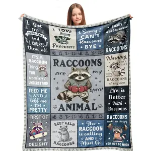 Raccoon Gifts, Raccoon Blanket, Cute Raccoons Lover Gifts for Women Men, Raccoons Theme Birthday Stuffed Decor Blanket 50" x 60" Boys Girls Christmas