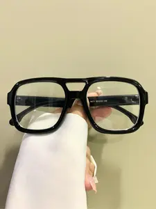 Unisex Fashionable Tortoiseshell Pattern Top Bar Design Stylish Square Frames Eyeglasses, Trendy Casual Eyeglasses for Everyday Use, Fashion Accessories for Outdoor Activities