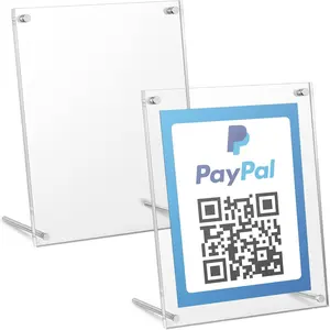 QR Code Signs, 6 x 8 Inch Clear QR Code Menu with Metal Stand,  App  Holders - 2 Packs